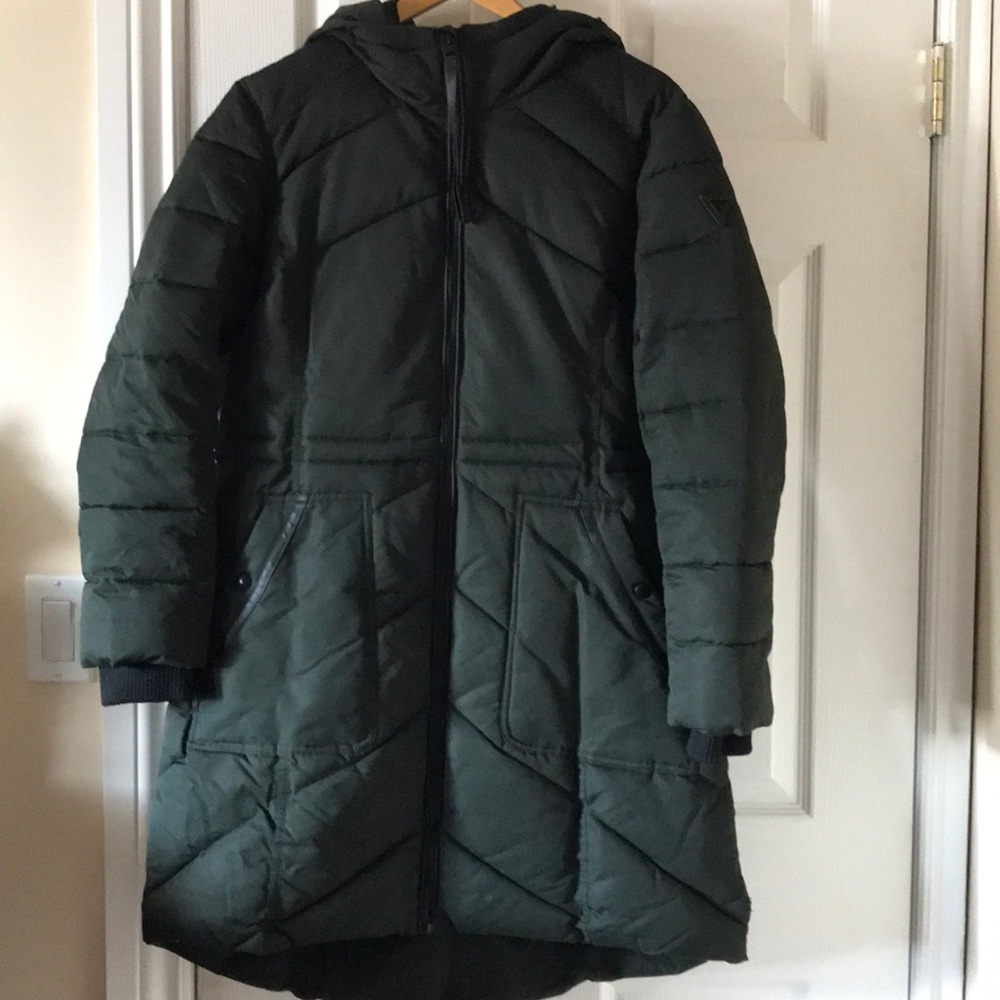 Guess coat green faux fur poly fill
